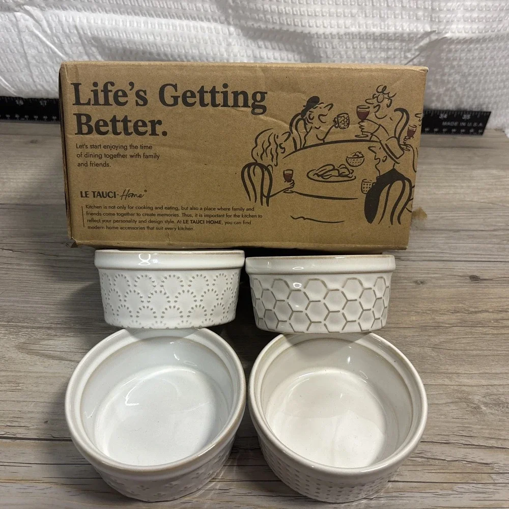 LE TAUCI Ramekins 6 oz, Ramiken for Creme Brulee, Lava 6 Arctic White